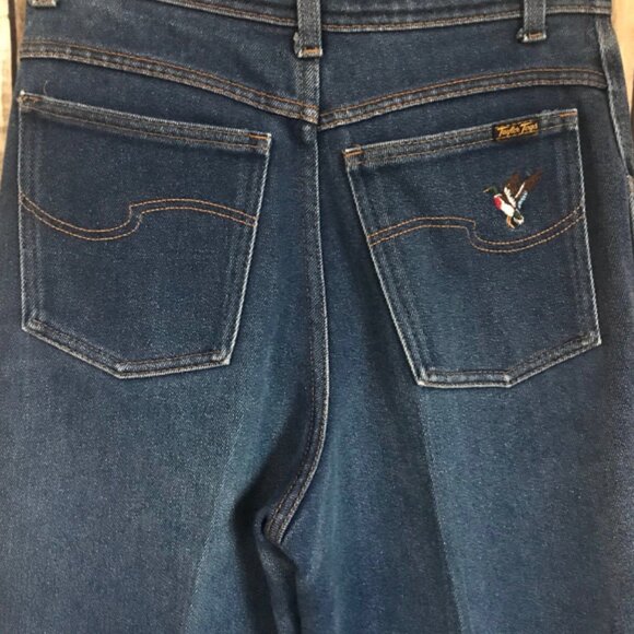 70's Taylor Togs Dark Denim Jeans With Embroidered Duck Size 27 x 27 - Picture 6 of 6